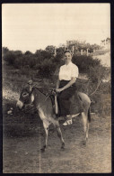 Postcard - 1949 - Woman Riding A Donkey - Mujeres