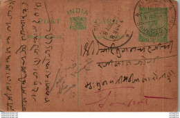 India Postal Stationery George V 1/2A Sambhar Lake Cds - Ansichtskarten