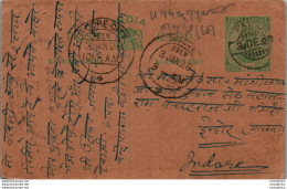 India Postal Stationery George V 1/2A Indore Cds - Ansichtskarten