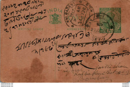 India Postal Stationery George V 1/2A Kalbadevi Cds - Ansichtskarten