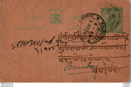 India Postal Stationery George V 1/2A Kalbadevi Bombay Cds - Ansichtskarten