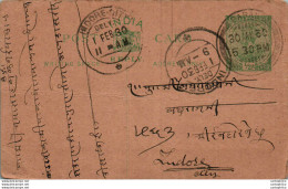 India Postal Stationery George V 1/2A Indore Saran Cds - Ansichtskarten