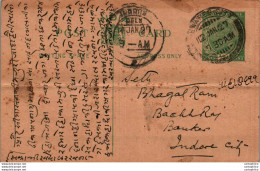 India Postal Stationery George V 1/2A Indore Cds - Ansichtskarten