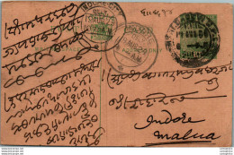 India Postal Stationery George V 1/2A Indore Cds Kalbadevi Cds - Ansichtskarten