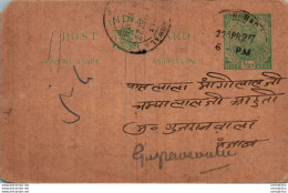 India Postal Stationery George V 1/2A To Gujranwala - Ansichtskarten