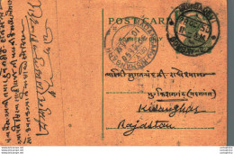 India Postal Stationery George VI 9ps Madanganj Kishangarh Cds Kalbadevi Cds Bombay - Postcards