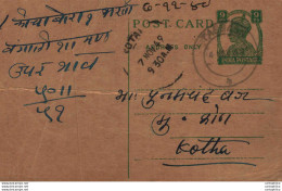 India Postal Stationery George VI 9ps Kotah Cds - Postales