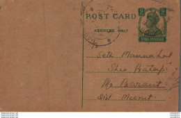 India Postal Stationery George VI 9ps Baraut Meerut - Postales