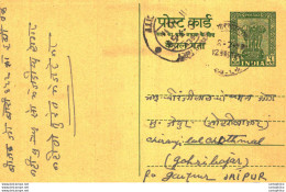 India Postal Stationery Ashoka 5ps To Jaipur - Cartes Postales