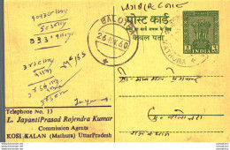 India Postal Stationery Ashoka 5ps Balotra Cds JayantiPrasad Rajendra Kumar Kosi Kalan UttarPradesh - Postales