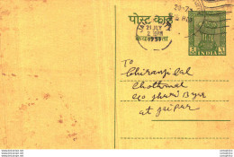 India Postal Stationery Ashoka 5ps To Jaipur - Ansichtskarten