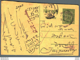 India Postal Stationery Ashoka 5ps To Jaipur Suraj Mal Sed Mal - Ansichtskarten