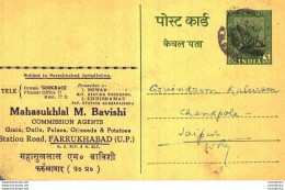 India Postal Stationery Ashoka 5ps Mahasukhlal Farrukhabad - Cartes Postales