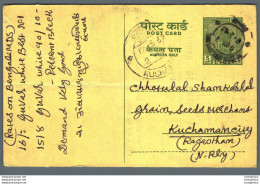 India Postal Stationery Ashoka 5ps Kuchaman Cds Dalia Jkthalal Bapulal Baroda - Postcards