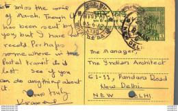 India Postal Stationery Ashoka 5ps To New Delhi - Postcards