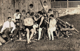 Germany Real Photo Bad Bukow 7 Juni 1929 People Sauna Trunk Pile - A Identifier