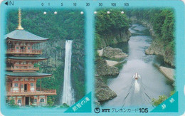 Télécarte JAPON / NTT 330-087 A2 - PAGODE CASCADE BATEAU - CASTLE WATERFALL SHIP - JAPAN Phonecard - Japan