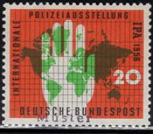 GERMANY(1956) Hand. Map Of World. MUSTER (specimen) Overprint. International Police Show. Scott No 751. - Other & Unclassified