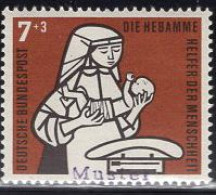 GERMANY(1956) Midwife With Baby. MUSTER (specimen) Overprint. Scott No B350. - Autres & Non Classés