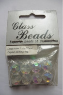 Sachet 8 Perles Rondes Cristal Blanc Transparent Cristaux Reflets Aurore Boréale 12 Mm - Pour Création Bijoux - Autres & Non Classés