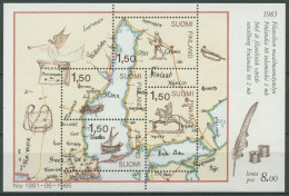 Finnland 1985 FINLANDIA Post Im 17. Jh. Landkarte Block 1 Postfrisch (C25895) - Blocks & Kleinbögen