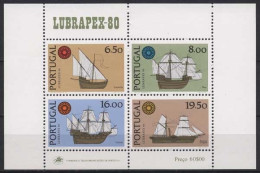 Portugal 1980 LUBRAPEX'80 Lissabon Schiffe Block 31 Postfrisch (C91028) - Blocchi & Foglietti