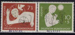 GERMANY(1956) Boy. Girl Playing Flute. Set Of 2 With MUSTER (specimen) Overprint. Youth Hostels. Scott No B348-9. - Sonstige & Ohne Zuordnung