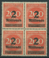 Dt. Reich 1923 Freim. Mit Aufdruck, Walze 309 A W B 4er-Block Postfrisch Geprüft - Ungebraucht