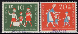 GERMANY(1957) Children Entering, Leaving Berlin. Set Of 2 With MUSTER (specimen) Overprint. Vacations For Berlin Childre - Sonstige & Ohne Zuordnung