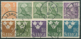 Schweden 1948 König Gustav V., Drei Kronen 332/39 X Gestempelt - Usados