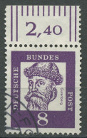 Bund 1961 Bedeutende Deutsche Mit Oberrand 349 Y W OR Gestempelt - Oblitérés