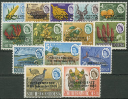 Rhodesien 1966 Marken Südrhodesiens Mit Aufdruck Independence 9/22 Postfrisch - Rhodesia (1964-1980)