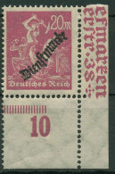 Dt. Reich Dienstmarke 1923 Lieg. Wasserzeichen D 75 Y P UR Ecke 4 Postfrisch - Oficial