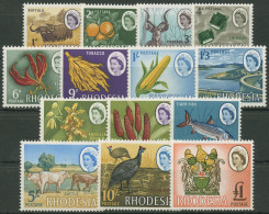 Rhodesien 1966 Landesmotive Rinder Fisch Mais Tabak Kyle-See 24/37 Postfrisch - Rhodesia (1964-1980)