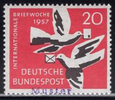 GERMANY(1957) Carrier Pigeon. MUSTER (specimen) Overprint. Scott No 775. - Autres & Non Classés