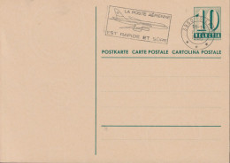 1963/66, Postkarte, Zum:CH 180 10 Cts Grün Mit Leuchtstoff, ⵙ 3960 SIERRE + LA POSTE AÉRIENNE EST RAPIDE ET SÛRE - Entiers Postaux