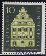GERMANY(1957) Landschaft Building. MUSTER (specimen) Overprint. 500th Anniversary Of Wurttemburg Landtag. Scott No 778. - Autres & Non Classés