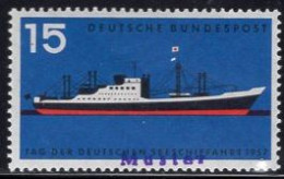 GERMANY(1957) Modern Passenger Freighter. MUSTER (specimen) Overprint. Merchant Marine Day Scott No 767. - Other & Unclassified