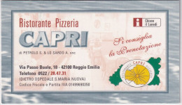 Calendarietto - Caprii - Ristorante - Pizzeria  - Reggio Emilia - Anno 1998 - Tamaño Pequeño : 1991-00