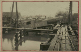ROD Eng. 6 Derailed At Its Arrival In France 1914 - Photo Contrecollée Sur Carton - Eisenbahnen