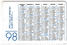 Calendarietto - Cassa Di Risparmio Di Orvieto - Anno 1998 - Tamaño Pequeño : 1991-00