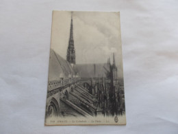 AMIENS ( 80 Somme ) LA CATHEDRALE  LA FLECHE 1915 CACHET PUB AU DOS PLOMBERIE ZINGERIE AMIENS - Amiens