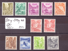 No 201y - 209y **  ( SANS CHARNIERE )  PAPIER LISSE - COTE: 325.- - Unused Stamps
