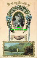 R590578 Birthday Greetings. Cat. River And Boat. 1915 - World