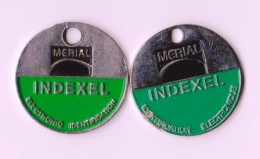 2 Jetons De Caddie Différents " INDEXEL Mérial " _Je260c - Trolley Token/Shopping Trolley Chip