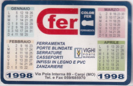 Calendarietto - Fer - Color Per Ferramenta - Carpi - Modena - Anno 1998 - Formato Piccolo : 1991-00