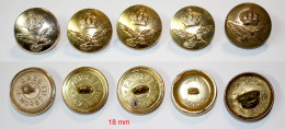 Militaria-GB-air-boutons_Royal Air Force_RAF_18mm_WW2_doré_D_21-14-2_5 Pièces - Botones