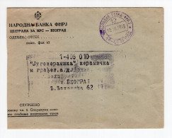 1949. YUGOSLAVIA,SERBIA,OFFICIALS,BELGRADE FNRJ NATIONAL BANK CANCELLATION AND HEADED COVER - Service