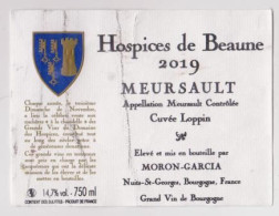 Etiquette HOSPICES DE BEAUNE " MEURSAULT 2019 " Cuvée Loppin (3230)_ev674 - Bourgogne