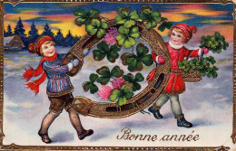 Bonne Année - Enfant, Fer à Cheval, Roses,  Dorure  édition ROLKAT 1446 - Nieuwjaar